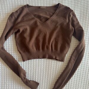 Brandy Melville Brown V-Neck Women's Top